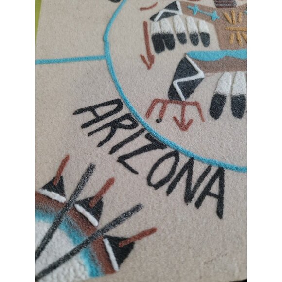 Native American Navajo Sand Painting Four Corners Signed 8x8 - Picture 4 of 9